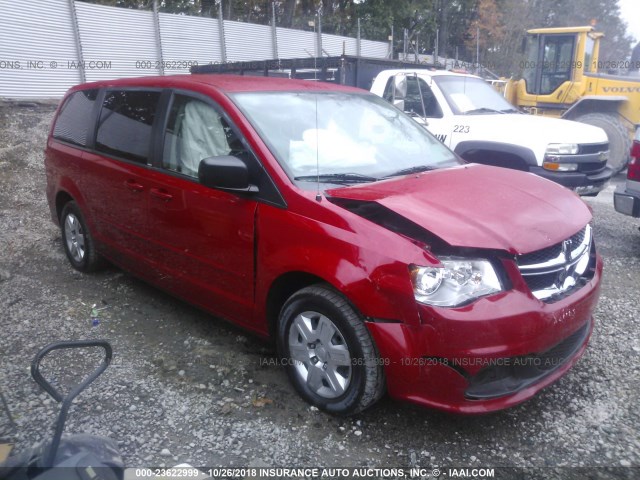 2C4RDGBG3DR613045 - 2013 DODGE GRAND CARAVAN SE RED photo 1