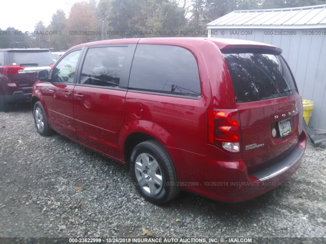 2C4RDGBG3DR613045 - 2013 DODGE GRAND CARAVAN SE RED photo 3