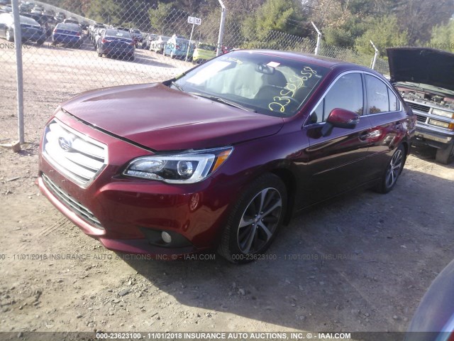 4S3BNBL6XG3010260 - 2016 SUBARU LEGACY 2.5I LIMITED MAROON photo 2