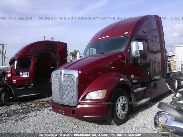 1XKFDP9X6CJ309322 - 2012 KENWORTH T700 T700 MAROON photo 2