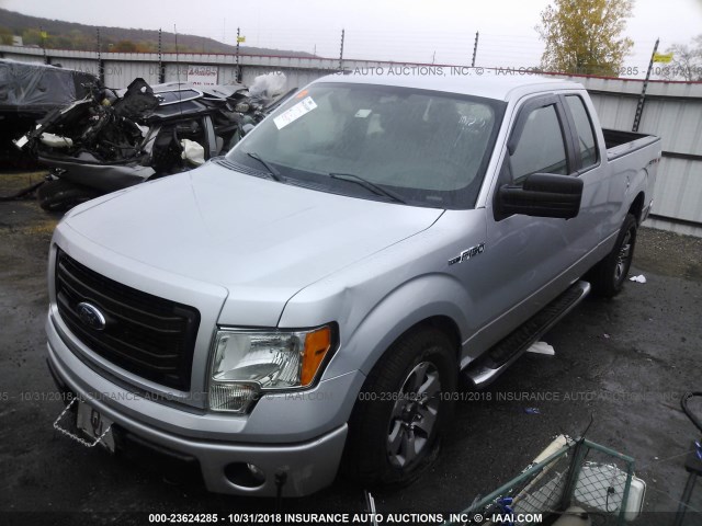 1FTFX1EF5DKD41705 - 2013 FORD F150 SUPER CAB SILVER photo 2