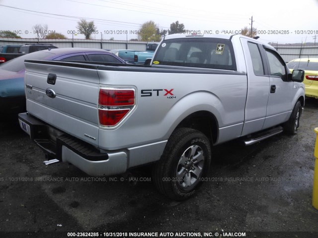 1FTFX1EF5DKD41705 - 2013 FORD F150 SUPER CAB SILVER photo 4