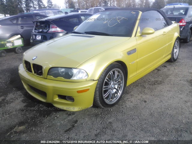 WBSBR934X2EX23967 - 2002 BMW M3 YELLOW photo 2