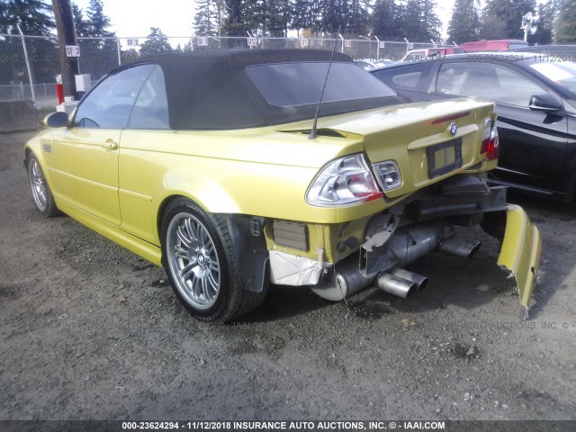 WBSBR934X2EX23967 - 2002 BMW M3 YELLOW photo 3