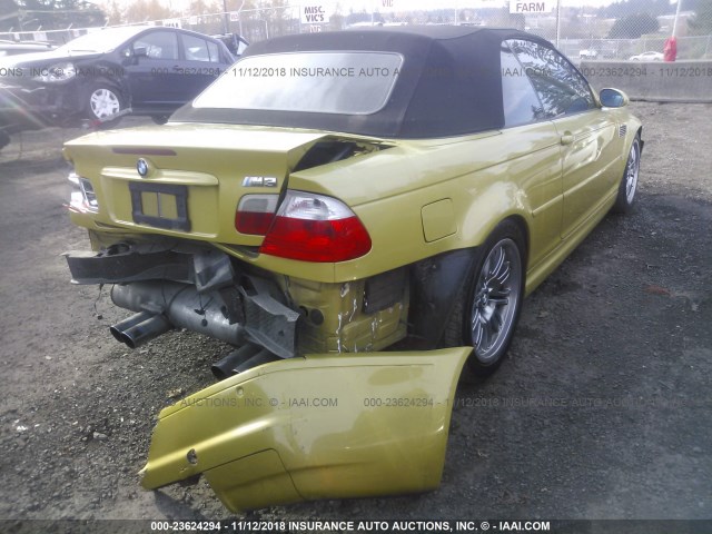 WBSBR934X2EX23967 - 2002 BMW M3 YELLOW photo 4