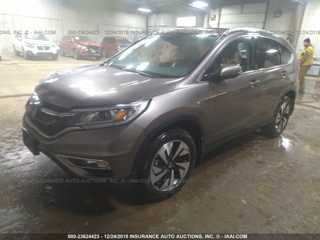 5J6RM4H91FL123734 - 2015 HONDA CR-V TOURING BROWN photo 2