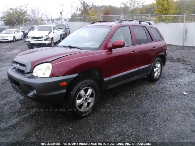 KM8SC13D05U875661 - 2005 HYUNDAI SANTA FE GLS/LX MAROON photo 2