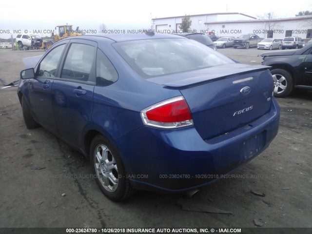 1FAHP36NX9W119564 - 2009 FORD FOCUS SES BLUE photo 3