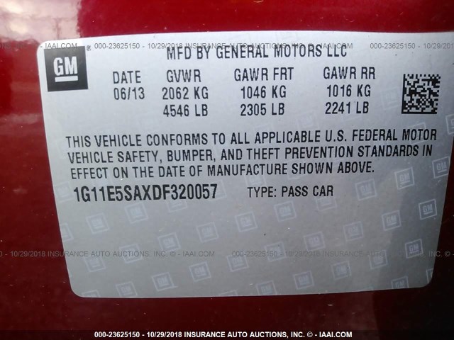 1G11E5SAXDF320057 - 2013 CHEVROLET MALIBU 2LT RED photo 9