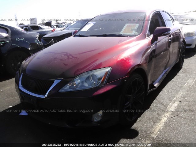 JTHBF5C24A5109291 - 2010 LEXUS IS 250 RED photo 2