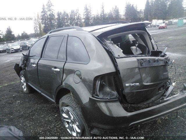 2FMDK3JC6BBB04026 - 2011 FORD EDGE SEL BROWN photo 3