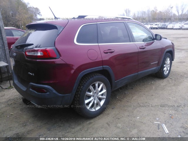 1C4PJMDSXEW174175 - 2014 JEEP CHEROKEE LIMITED RED photo 4