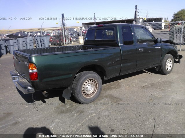 5TEVL52N72Z108380 - 2002 TOYOTA TACOMA XTRACAB GREEN photo 4