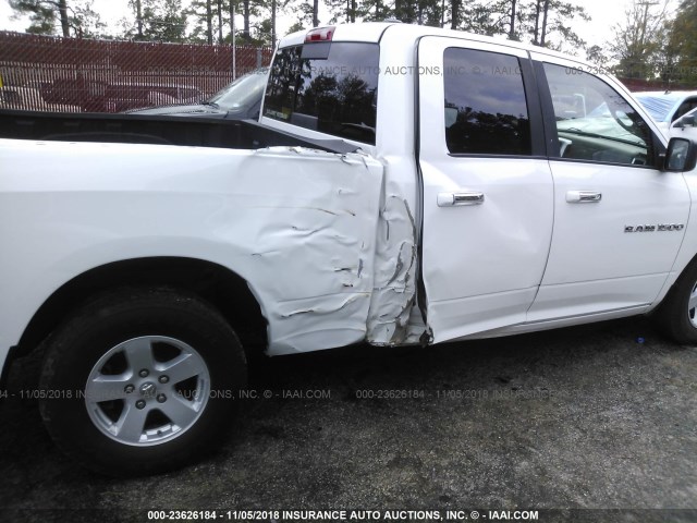 1C6RD6GP4CS225586 - 2012 DODGE RAM 1500 SLT WHITE photo 6