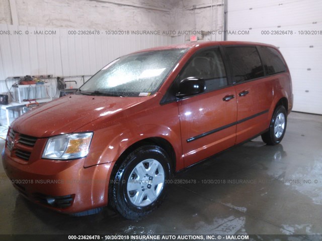 2D8HN44H58R672229 - 2008 DODGE GRAND CARAVAN SE ORANGE photo 2