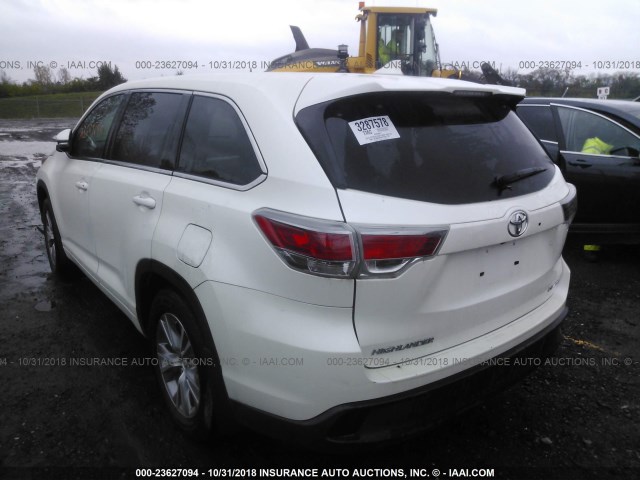 5TDBKRFH4FS201197 - 2015 TOYOTA HIGHLANDER LE/LE PLUS WHITE photo 3