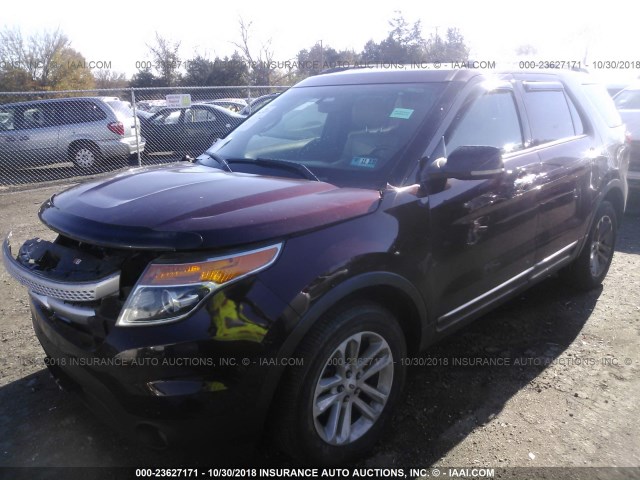 1FMHK8D85CGA39265 - 2012 FORD EXPLORER XLT MAROON photo 2