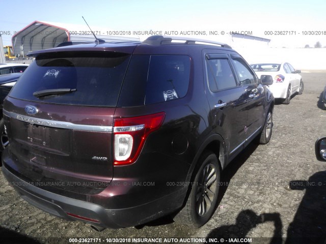 1FMHK8D85CGA39265 - 2012 FORD EXPLORER XLT MAROON photo 4