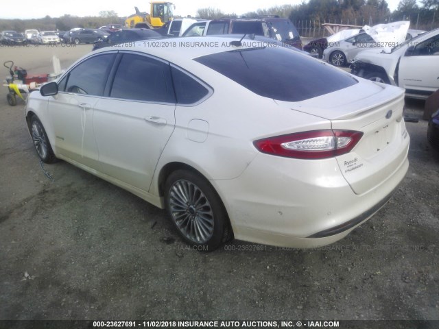 3FA6P0RU9DR323423 - 2013 FORD FUSION TITANIUM HEV WHITE photo 3