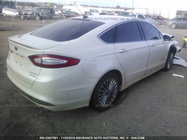 3FA6P0RU9DR323423 - 2013 FORD FUSION TITANIUM HEV WHITE photo 4