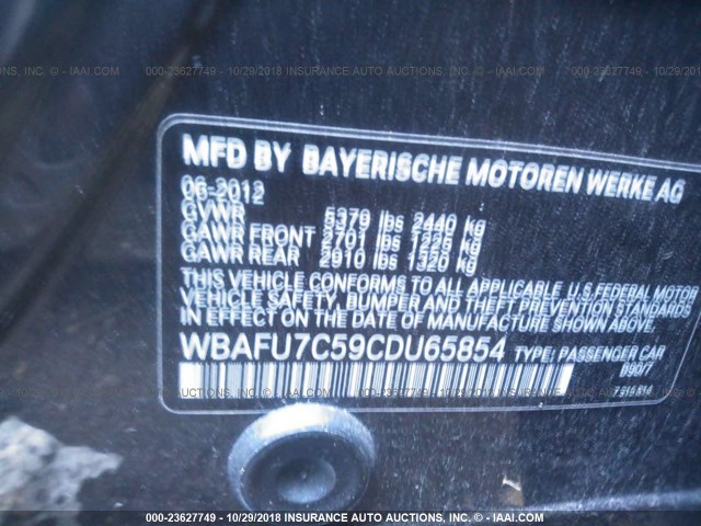 WBAFU7C59CDU65854 - 2012 BMW 535 XI BLACK photo 9
