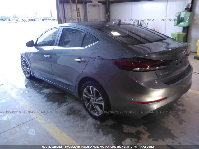 KMHD84LF1HU074528 - 2017 HYUNDAI ELANTRA SE/VALUE/LIMITED GRAY photo 3