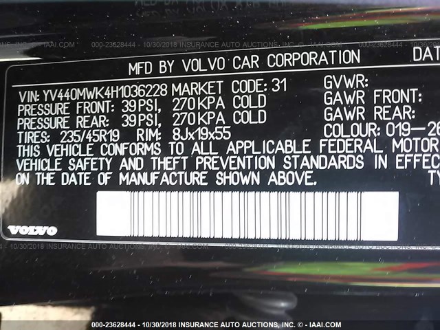 YV440MWK4H1036228 - 2017 VOLVO V60 CROSS COUNTRY PREMIER BLACK photo 9