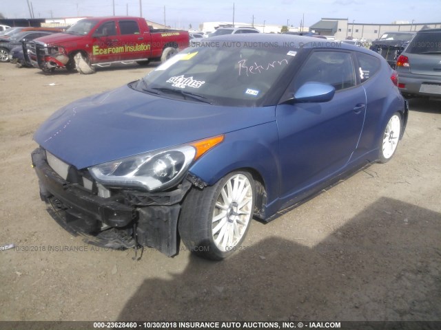 KMHTC6AE1GU256034 - 2016 HYUNDAI VELOSTER TURBO BLUE photo 2