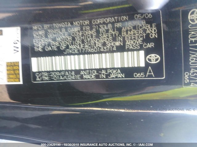 JTKDE177X60143714 - 2006 TOYOTA SCION TC 黑色 照片 9