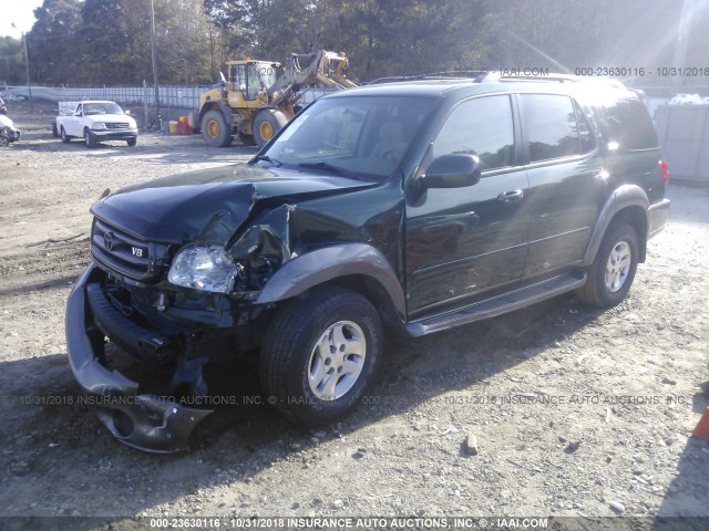 5TDZT34A03S176325 - 2003 TOYOTA SEQUOIA SR5 GREEN photo 2