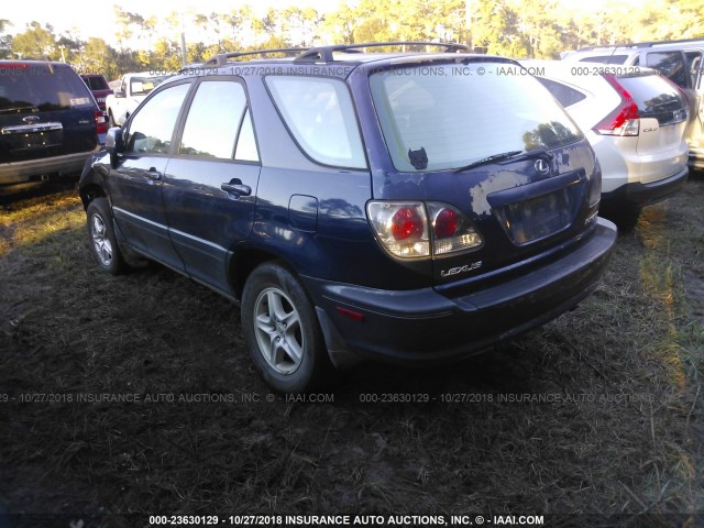 JTJGF10U220122851 - 2002 LEXUS RX 300 BLUE photo 3