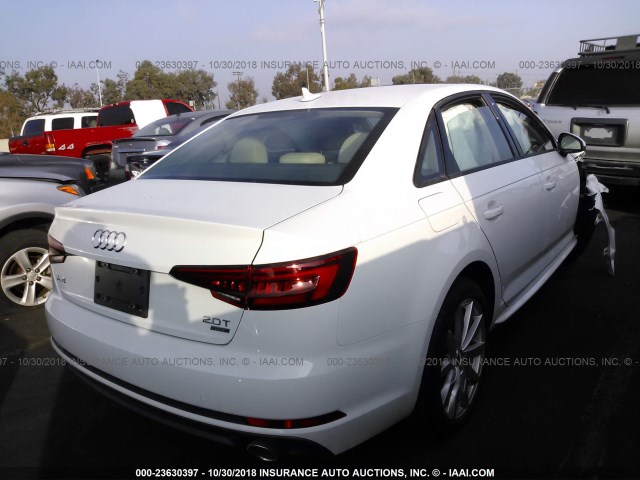 WAUKMAF41JN011846 - 2018 AUDI A4 ULTRA PREMIUM WHITE photo 4