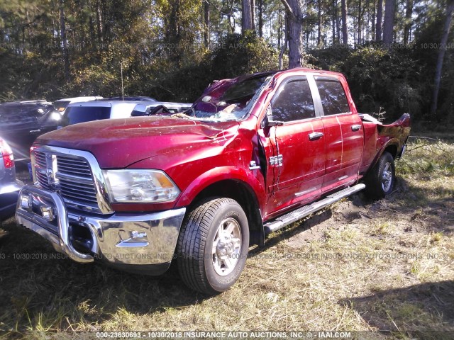 3C6UD5FL9CG155951 - 2012 DODGE RAM 2500 LARAMIE BURGUNDY photo 2