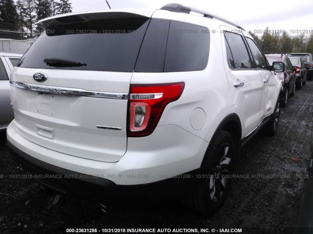 1FM5K7D85DGA51723 - 2013 FORD EXPLORER XLT WHITE photo 4