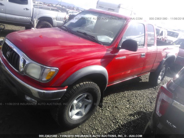 5TEWN72N22Z112346 - 2002 TOYOTA TACOMA XTRACAB RED photo 2