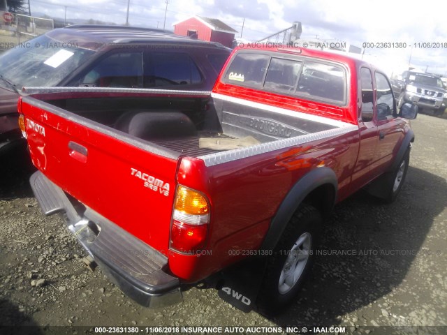 5TEWN72N22Z112346 - 2002 TOYOTA TACOMA XTRACAB RED photo 4