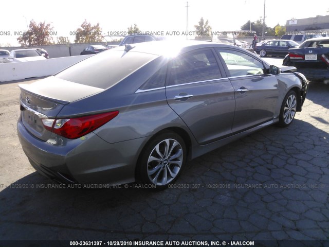 5NPEC4AC2EH877838 - 2014 HYUNDAI SONATA SE/LIMITED GRAY photo 4