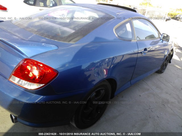 KMHHM65D45U161839 - 2005 HYUNDAI TIBURON BLUE photo 4