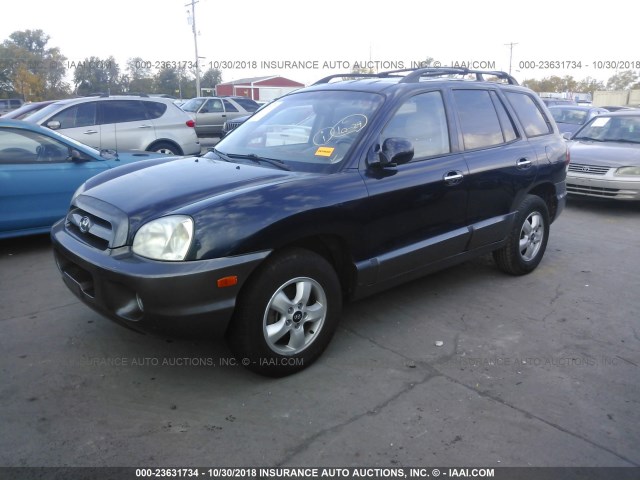 KM8SC13E55U860212 - 2005 HYUNDAI SANTA FE GLS/LX Navy photo 2