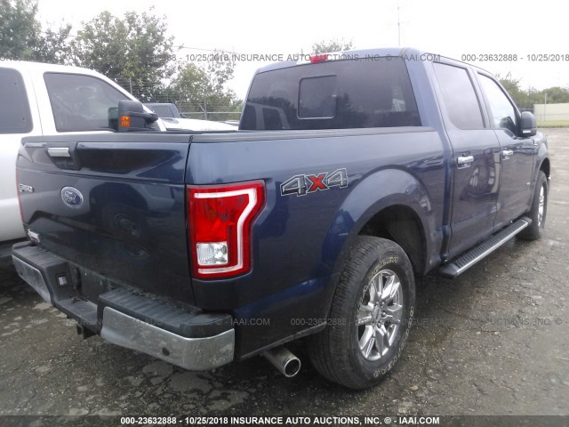 1FTEW1EP6HKC59849 - 2017 FORD F150 SUPERCREW BLUE photo 4