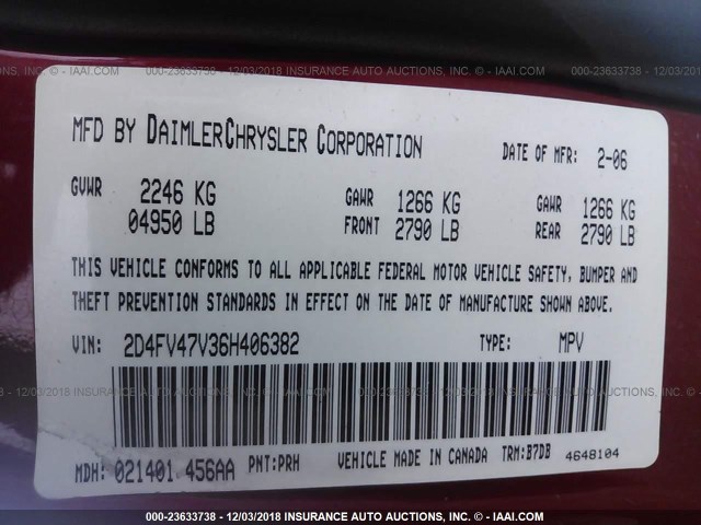2D4FV47V36H406382 - 2006 DODGE MAGNUM SXT 红色 照片 9