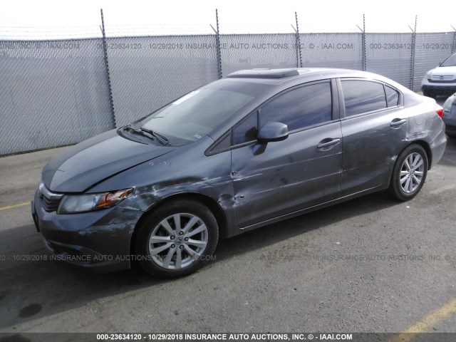 2HGFB2F99CH567492 - 2012 HONDA CIVIC EXL GRAY photo 2