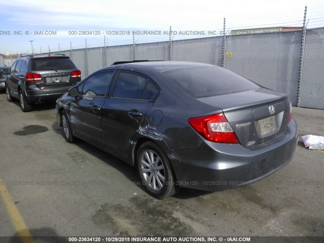 2HGFB2F99CH567492 - 2012 HONDA CIVIC EXL GRAY photo 3