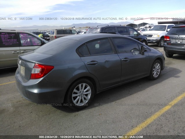 2HGFB2F99CH567492 - 2012 HONDA CIVIC EXL GRAY photo 4