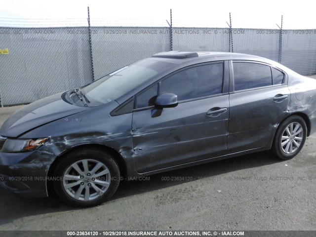 2HGFB2F99CH567492 - 2012 HONDA CIVIC EXL GRAY photo 6