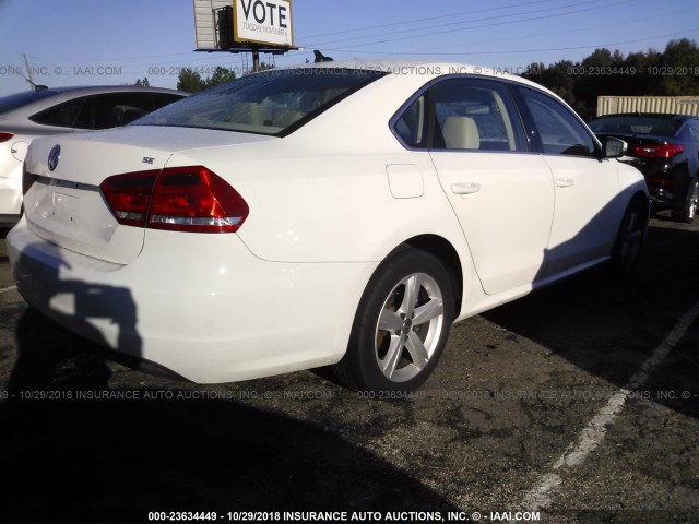 1VWBP7A34DC072150 - 2013 VOLKSWAGEN PASSAT SE WHITE photo 4