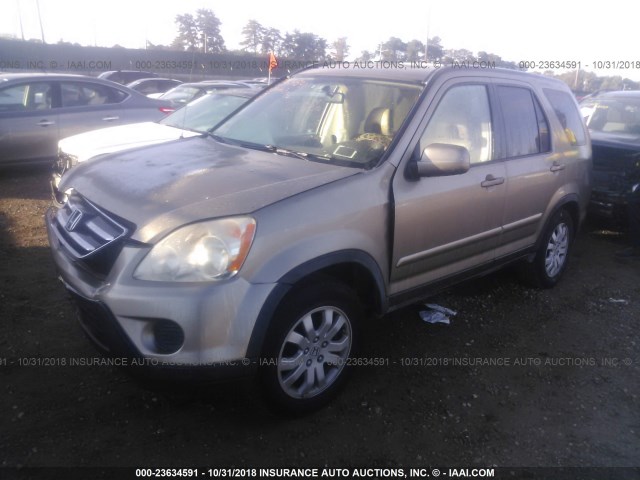 JHLRD78906C024381 - 2006 HONDA CR-V SE/EX GOLD photo 2