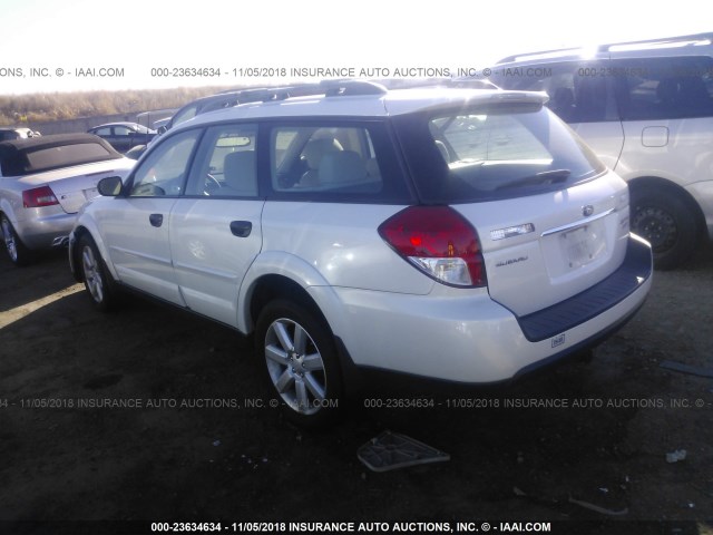 4S4BP61C187335282 - 2008 SUBARU OUTBACK 2.5I WHITE photo 3