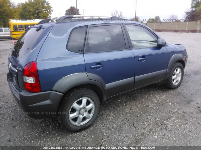 KM8JN72D85U128321 - 2005 HYUNDAI TUCSON GLS/LX BLUE photo 4