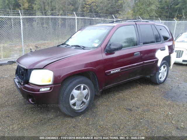 1GKDT13SX32336408 - 2003 GMC ENVOY MAROON photo 2